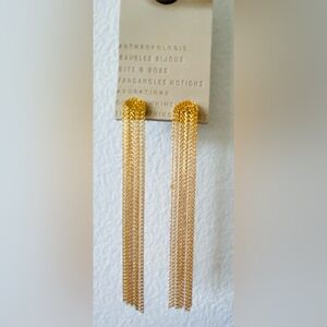 NWT Anthropologie Gold Chain Tassel Drop Earrings